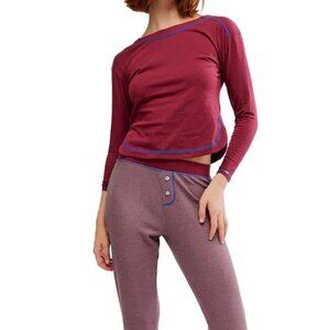 NEW FREE PEOPLE 2pc Chill Evening Pajamas Set in wine or women 1125 3s2